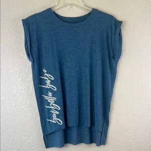 Bar Bella Box Barbella Babe heather blue muscle t shirt size medium